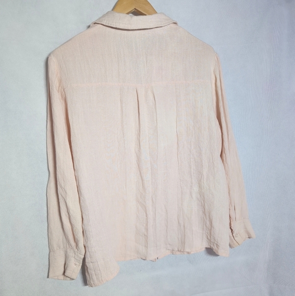Amaryllis Women's Sz L Light Pink Linen Blend Button Down Shirt - Picture 4 of 6